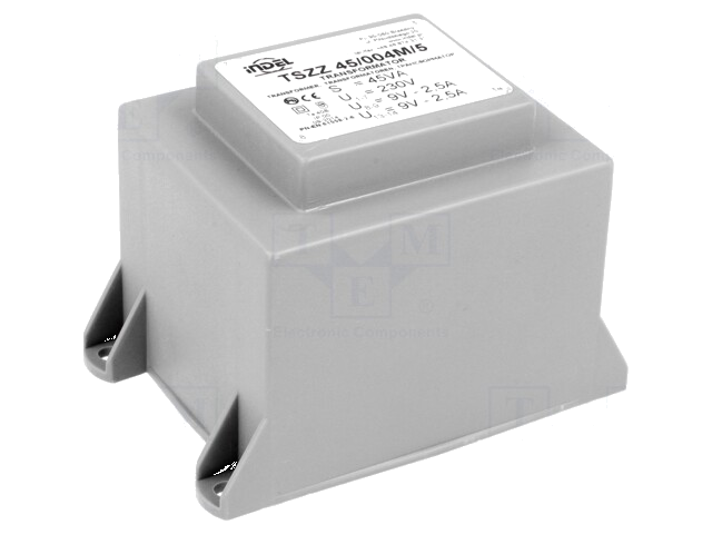Transformator: ingegoten; 45VA; 230VAC; 9V; 9V; 2,5A; 2,5A; PCB; IP00 Transformator: ingegoten; 45VA; 230VAC; 9V; 9V; 2,5A; 2,5A; PCB; IP00